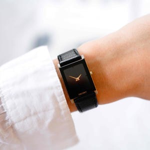 Favorit Tank Style Vintage Watch - Black Dial with Golden Hands