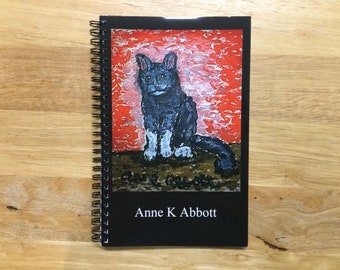 Black Cat with Red Background Notebook, from original artwork