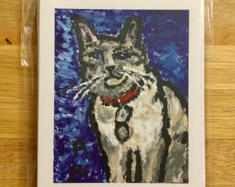 Five 4x6 blank note cards with A Cat Named Levi on front
