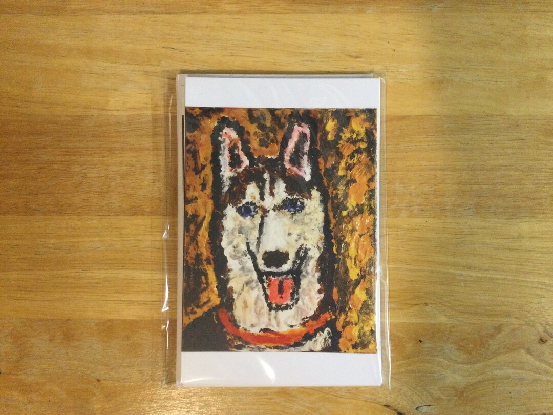 Large Notecards, Pack of 5 With Envelopes. Adorable Husky on Front ...