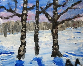 Three Birch Trees large single card 6 1\/2 x  4 1\/2 inches