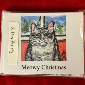 Pacote de variedades de Natal #2. Obtenha 10 cartões de gatos, cães e paisagens da minha arte original. A mistura pode não ser exatamente como mostrada
