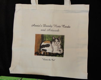 Luna the Cat on off-white cotton tote bag