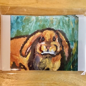 Paquet de cinq cartes de notes 5x7 avec lapin adorable