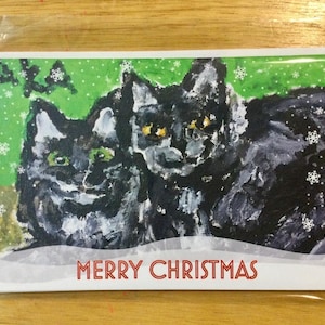 Cartes de notes 5x7 avec deux adorables chats câlins. Cinq dans un paquet avec enveloppes
