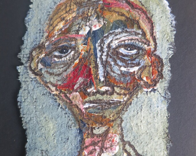 Modern Contemporary Portrait Original Tar Paper Painting Etsy