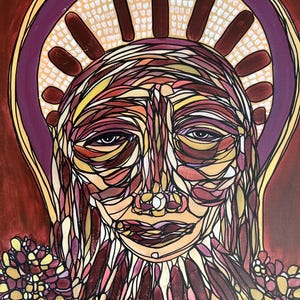 Abstract Portrait Painting, Original Canvas Art, Modern Art Painting of Woman,  Modern Goddess Painting, Contemporary Woman Art 22x28