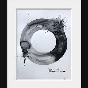 Fine Art Abstract original black and white zen expressionist