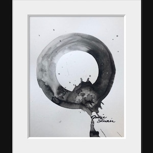 self care sanctuary wall art minimal black and white modern art abstract painting zen circle