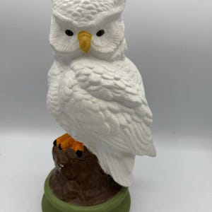Owl Statue Vintage Large 12” Ceramic Hand Painted Owl Figurine See Desc