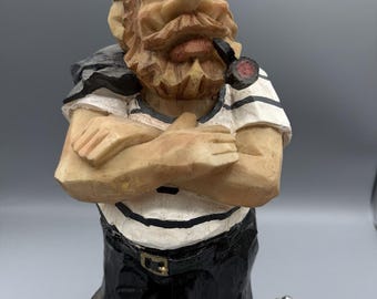 Statuetta da marinaio/capitano MayRich Co. a forma di pipa/lanterna, 25 cm, in resina dipinta a mano.