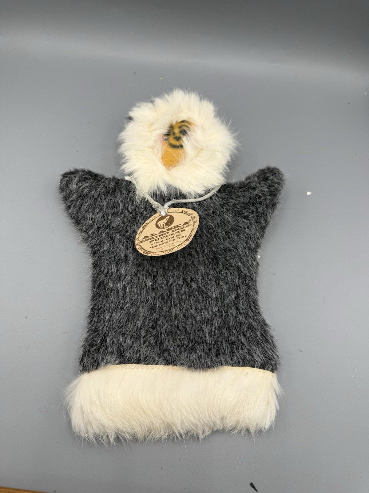 Vintage Alaskan Fur Hand Puppet Inuit Eskimo Souvenir Real Fur Handmade ...
