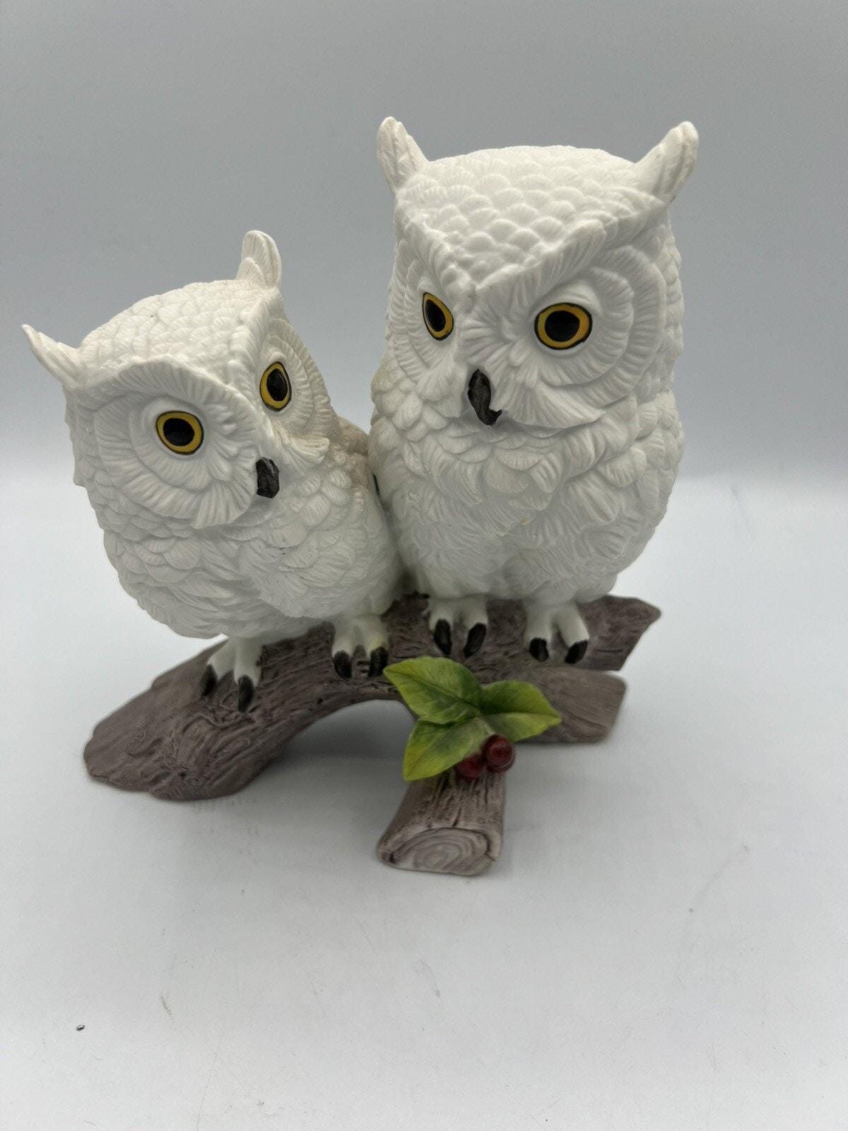 Andrea by Sadek Owl Figurines Pair White Owls Japan Vintage 7&rdquo;