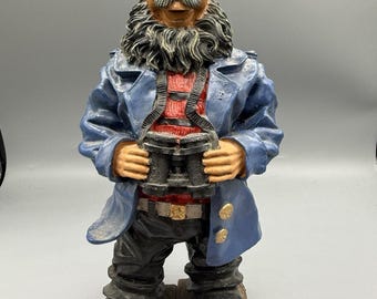 Statuetta nautica da capitano di mare/marinaio con binocolo e cappotto blu in resina, 26,7 cm (10,5 pollici) - Decorazione