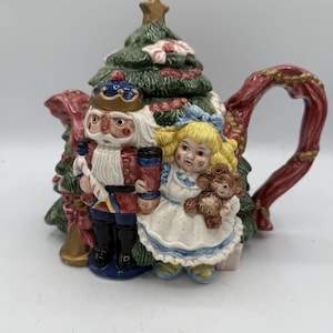 Vintage Fitz & Floyd Nutcracker Sweets Christmas Tree Teapot 1992