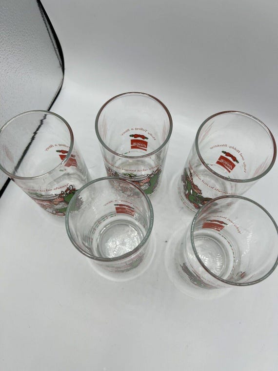 5個セット USAヴィンテージ コカコーラ ホリーホビー クリスマス限定 グラス VTG 限定版、ホリーホビー コカコーラ ドリンクグラス 2 スタイル 5 個