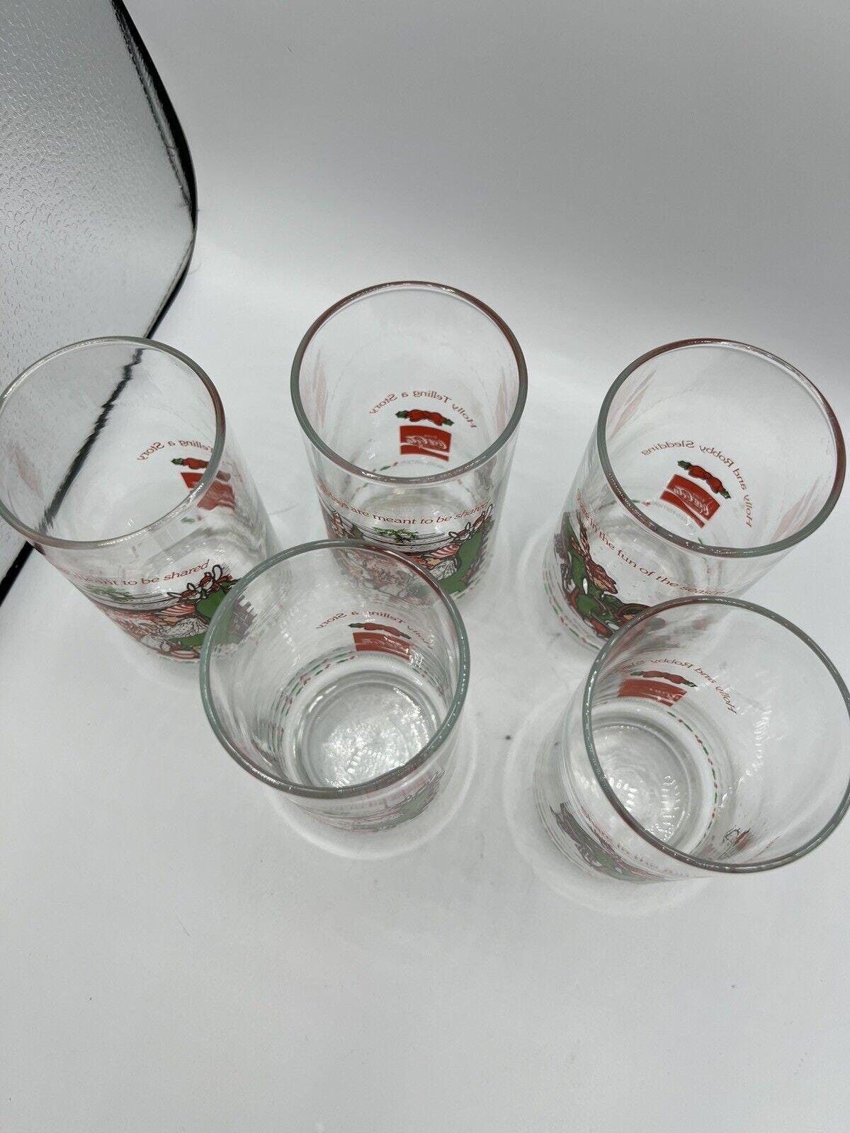5個セット USAヴィンテージ コカコーラ ホリーホビー クリスマス限定 グラス VTG 限定版、ホリーホビー コカコーラ ドリンクグラス 2 スタイル 5 個