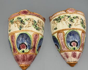 ヴィンテージ カポディモンテ 天使の置物 花と木付き イタリア製 高さ9