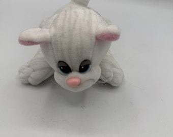 Peluche vintage Tonka Pound Purries, gattino a strisce bianche e grigie, 7 pollici, anni '80