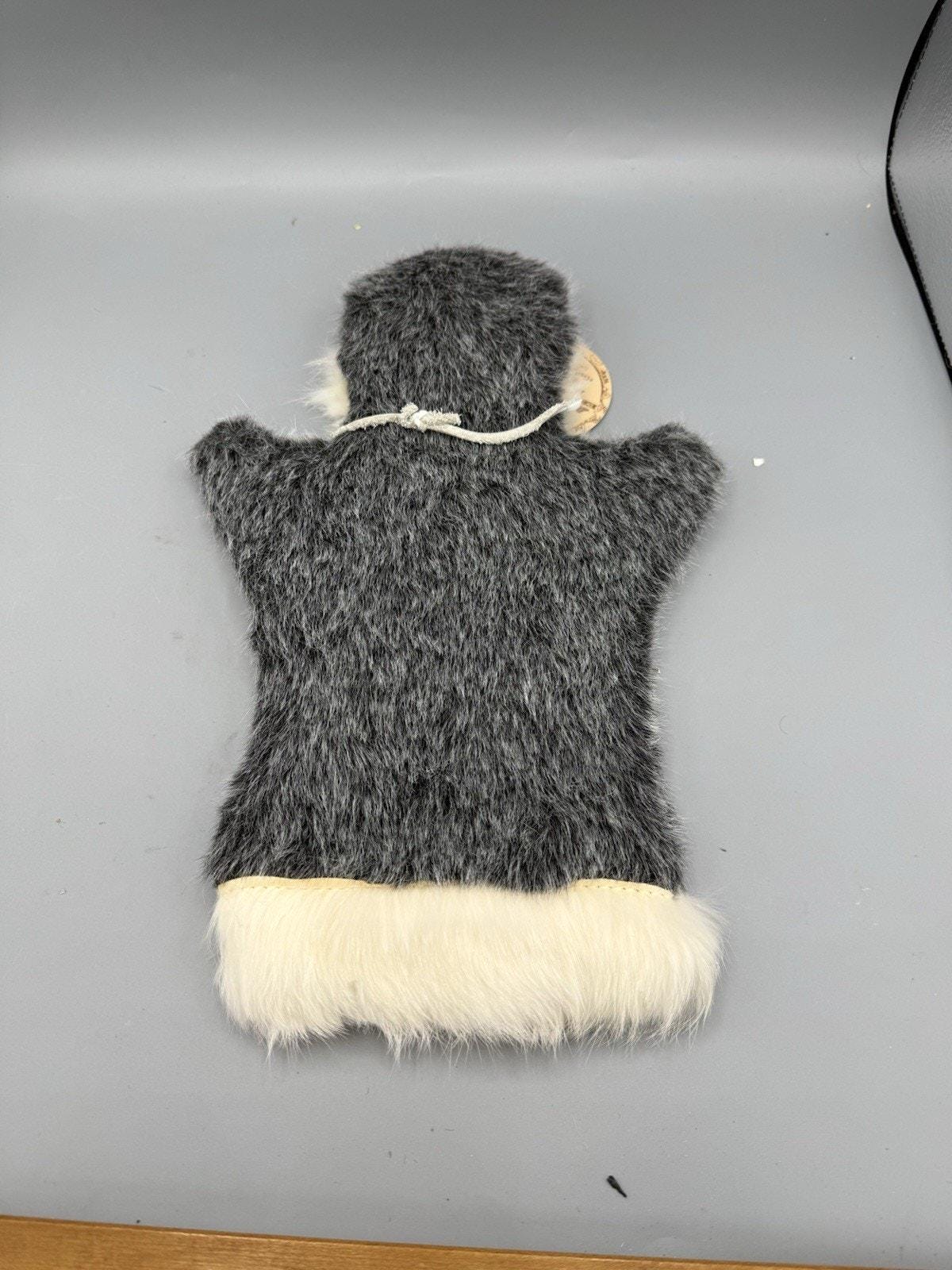 Vintage Alaskan Fur Hand Puppet Inuit Eskimo Souvenir Real Fur Handmade ...