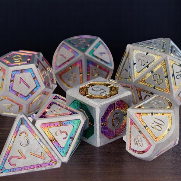 Dnd metalen dobbelstenenset, kleurrijke dobbelstenen voor rollenspellen, Dungeon Master-cadeau