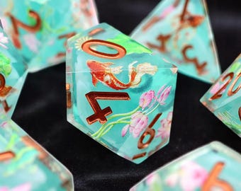 Koi Fish Dnd Dice Set, 7pcs Resin Dungeons and Dragons, RPG Dnd Gift for Him