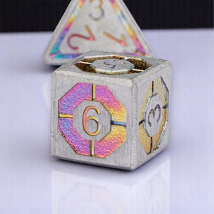 Dnd Metal Dice Set, Colorful Dice for Role Playing Games, Dungeon Master Gift