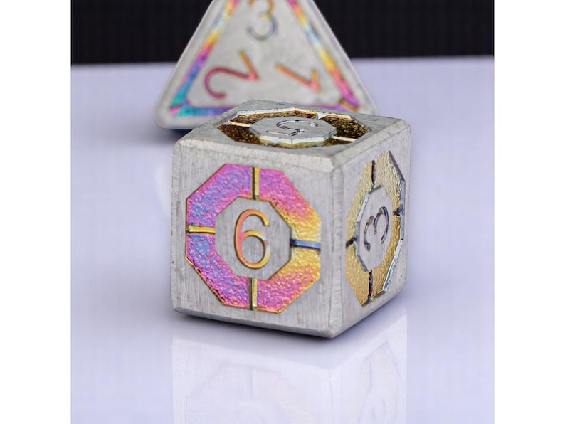 Dnd Metal Dice Set, Colorful Dice for Role Playing Games, Dungeon Master Gift