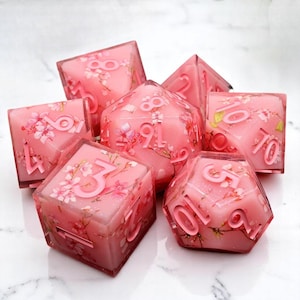 Flower Dnd Dice Set, Polyhedral Sharpe Edge Dice, RPG Dungeons and Dragons, Dnd Dice Gift