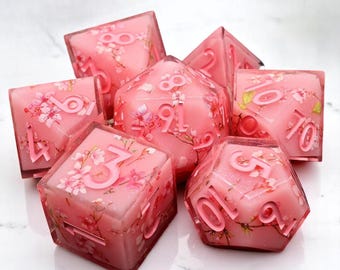 Flower Dnd Dice Set, Polyhedral Sharpe Edge Dice, RPG Dungeons and Dragons, Dnd Dice Gift