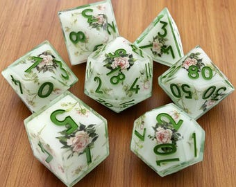 Flower Dice Set: 7-Piece Polyhedral DnD RPG Dice