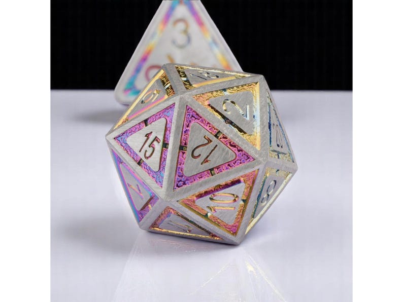 Dnd Metal Dice Set, Colorful Dice for Role Playing Games, Dungeon Master Gift