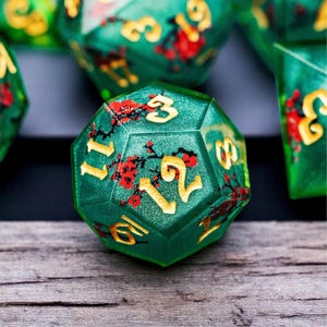チェリーブロッサムダンジョンズダイス、ロールプレイングゲーム用樹脂ダイス、ダンジョンマスターダイス、ゲーム愛好家へのギフト