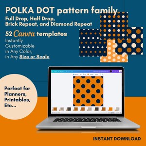 Canva Polka Dot Pattern Templates SVG | Diamond Repeat Collection for POD, KDP, Branding & Digital Paper