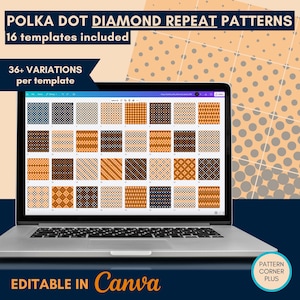 Canva Polka Dot Pattern Templates SVG | Diamond Repeat Collection for POD, KDP, Branding & Digital Paper | 16 Dot Sizes