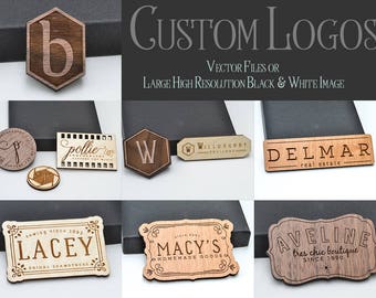 Custom Logo Name Tag ID Badge with Magnetic or Pin Back Laser Engraved & Cut from Birch Alder or Walnut Wood Personalize Choose Your Font!