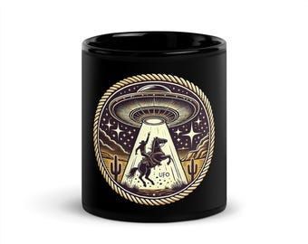 Taza de vaquero OVNI: divertida taza de café extraterrestre, regalo de ciencia ficción