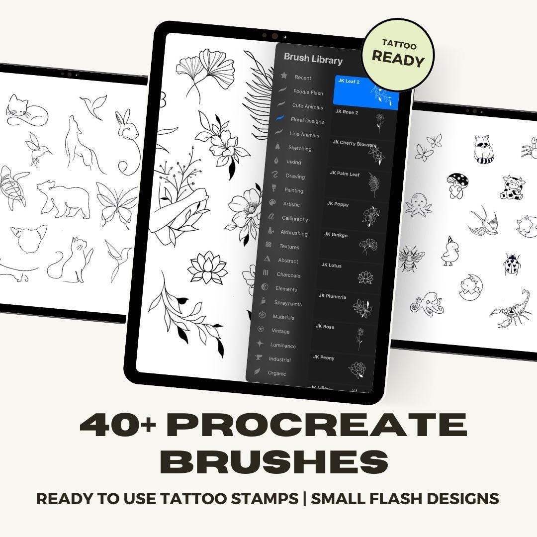 40+ Procreate Brushes | Flash Tattoo Stamp Collection - Etsy
