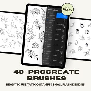 40+ Procreate Brushes | Flash Tattoo Stamp Collection