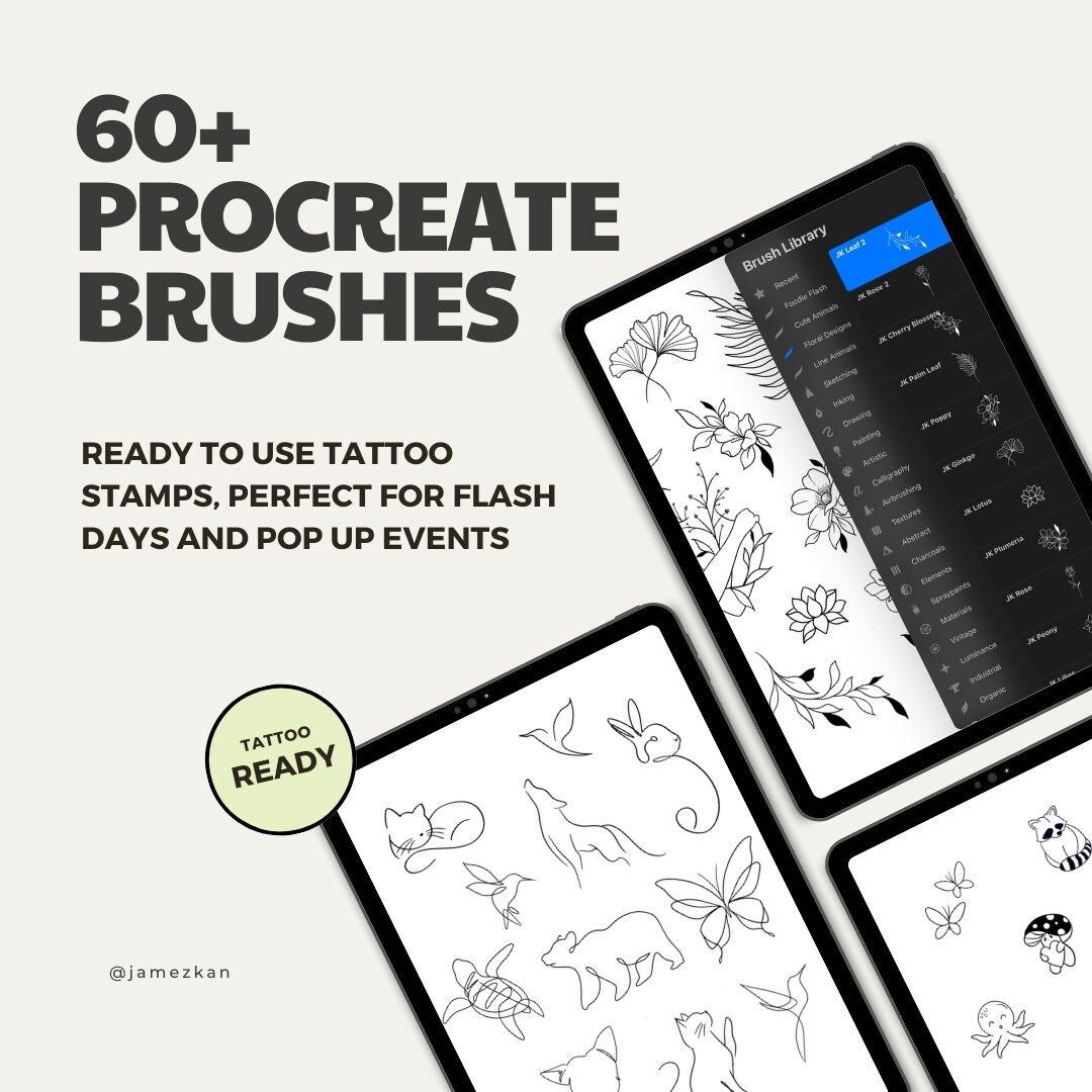 60+ Procreate Brushes | Flash Tattoo Stamp Collection - Etsy