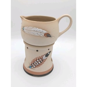 Betty Selby Southwestern Pottery Feathered Painted Candle Warmer Signed 1998