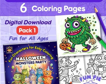 Coloriages de monstres mignons et effrayants - Fun Pack 1 imprimables, dessins audacieux et faciles à colorier dessinés à la main