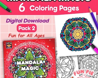 Coloriages de mandalas : motifs dessinés à la main relaxants (téléchargement PDF, lot de 6)