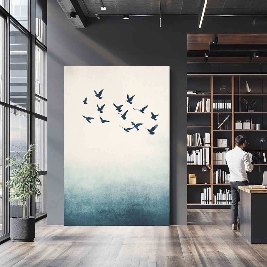 Minimalist Flying Birds Wall Art Minimalist Nature Canvas Painting ...