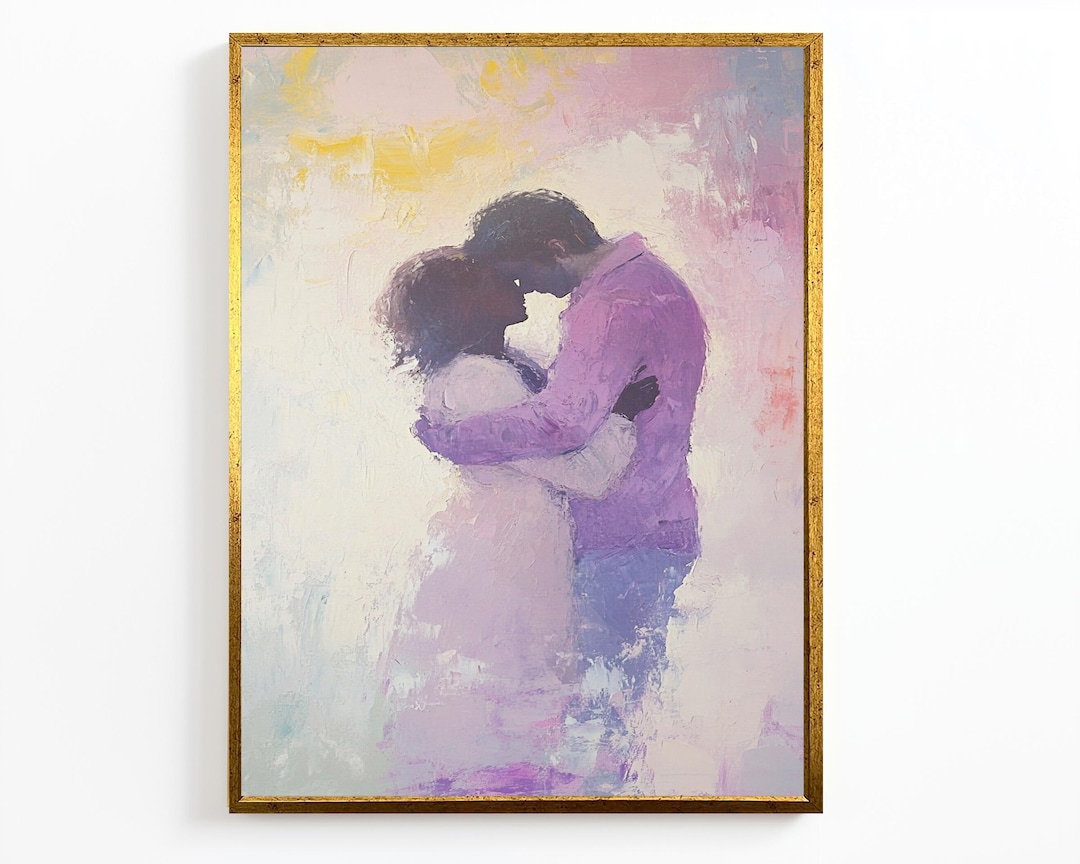 Romantic Couple Wall Art | Emotional Canvas Painting | Love Wall Decor ...