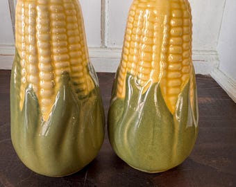 Title: Shawnee Pottery Corn King Large Salt & Pepper Shakers | 5.25" | 1950s USA Ceramic | Farmhouse Kitchen