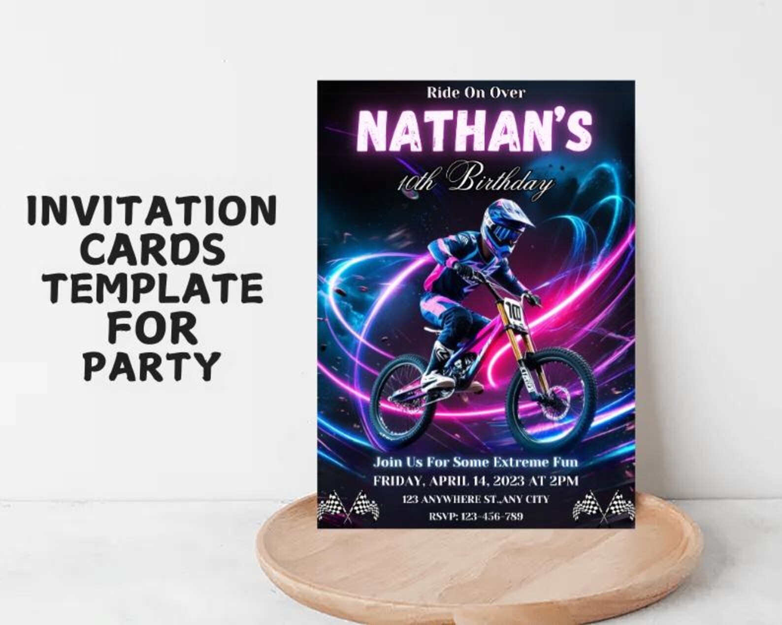 Bike Party Invitation Mountain Bike Party Invite Dirt Bike Party Ride ...