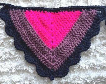 Colección Orgullo - Bandana de crochet con la bandera bisexual