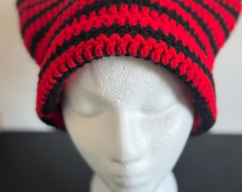 Gorro con orejas de gato hecho a mano con borde plegable / Liso o a rayas / Colores personalizados disponibles
