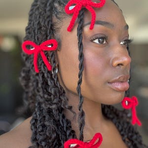 Handmade Crochet Ribbon Bow Hair Clips – | Multiple Colors Available
